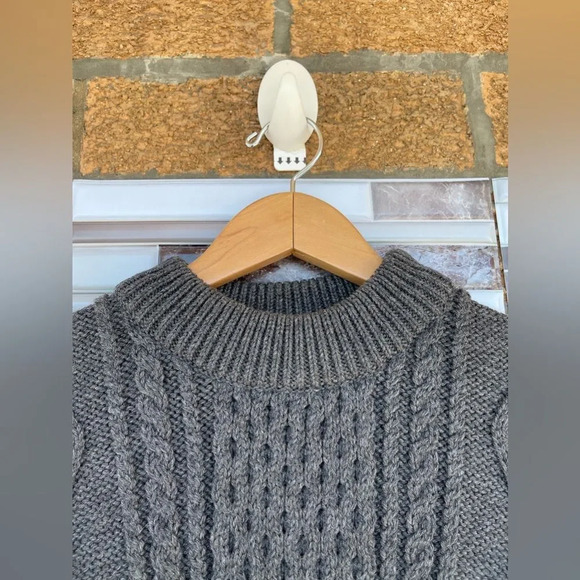 Marc Jacobs Aran Charcoal Chunky Cable Knit Wool Sweater Pullover small - Picture 8 of 16